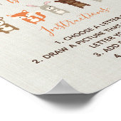 ウッドランド赤ちゃんシャワーのサイン – アルファベットページ ポスター (角)