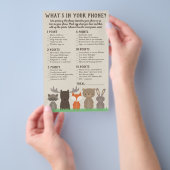 ウッドランド赤ちゃんシャワーの電話ゲームの内容 チラシ (ハンドル)