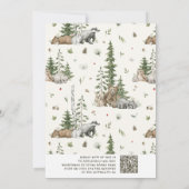 ウッドランド赤ちゃんシャワーを待つことができるQRコード 招待状 (裏面)