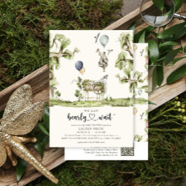 ウッドランド赤ちゃんシャワーを待つことができるQRコード 招待状