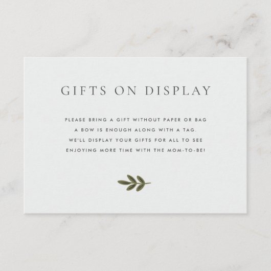 ウッドランド赤ちゃんシャワーギフト付きディスプレイカード エンクロージャーカード (正面)