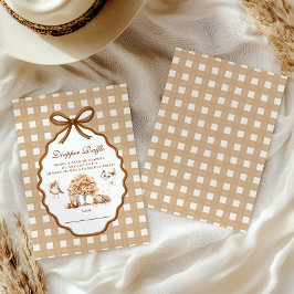 ウッドランド赤ちゃんシャワーギンガムおむつラッフル エンクロージャーカード