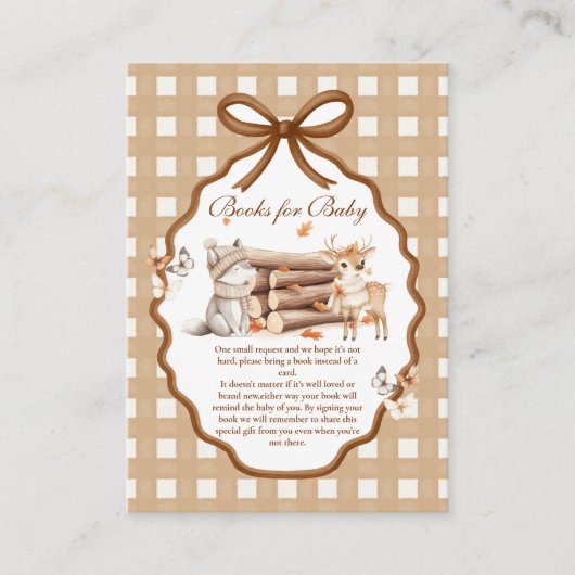ウッドランド赤ちゃんシャワーギンガムブックスベビーEnclo エンクロージャーカード (正面)