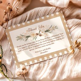 ウッドランド赤ちゃんシャワーギンガム サンキューカード