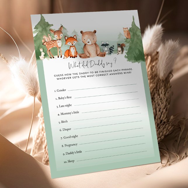 ウッドランド赤ちゃんシャワーゲームパパは何て言ったの？ (クリエイターアップロード済み)