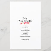 ウッドランド赤ちゃんシャワーゲーム – ベビー言葉スクランブル (裏面)