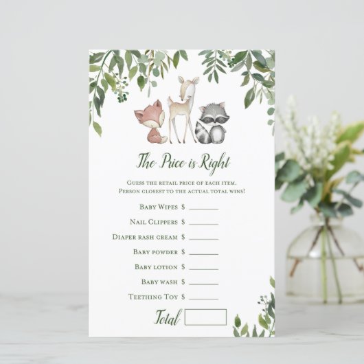 ウッドランド赤ちゃんシャワーゲーム – 価格は右 (スタンド正面)