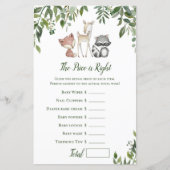 ウッドランド赤ちゃんシャワーゲーム – 価格は右 (正面)