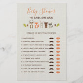 ウッドランド赤ちゃんシャワーゲーム – 彼は彼女は言った (正面)