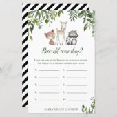 ウッドランド赤ちゃんシャワーゲーム – 彼らは何歳だった (正面/裏面)