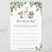 ウッドランド赤ちゃんシャワーゲーム – 彼らは何歳だった (正面)