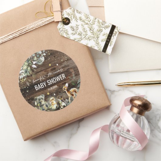 ウッドランド赤ちゃんシャワーシール ラウンドシール (ギフト)