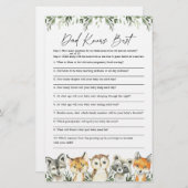 ウッドランド赤ちゃんシャワーパパがゲーム最高のを知っている (正面/裏面)