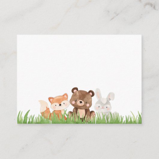 ウッドランド赤ちゃんシャワーブックリクエスト囲いカード エンクロージャーカード (裏面)