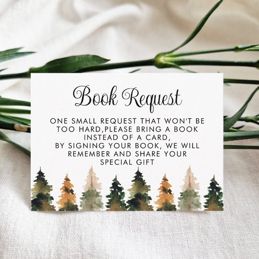 ウッドランド赤ちゃんシャワーブックリクエスト囲いカード エンクロージャーカード