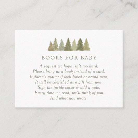 ウッドランド赤ちゃんシャワーベビー本 エンクロージャーカード (正面)