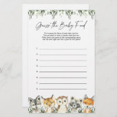 ウッドランド赤ちゃんシャワーベビー食べ物ゲームを推測 (正面/裏面)