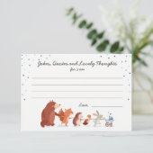 ウッドランド赤ちゃんシャワーボーイブルーおむつゲームカード アドバイスカード (スタンド正面)