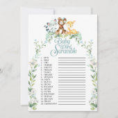 ウッドランド赤ちゃんシャワーワードスクランブルゲーム 招待状 (正面)