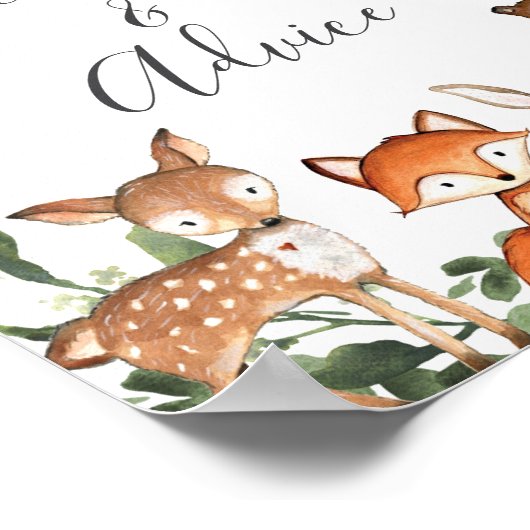 ウッドランド赤ちゃんシャワー予測とアドバイス標識 ポスター (角)