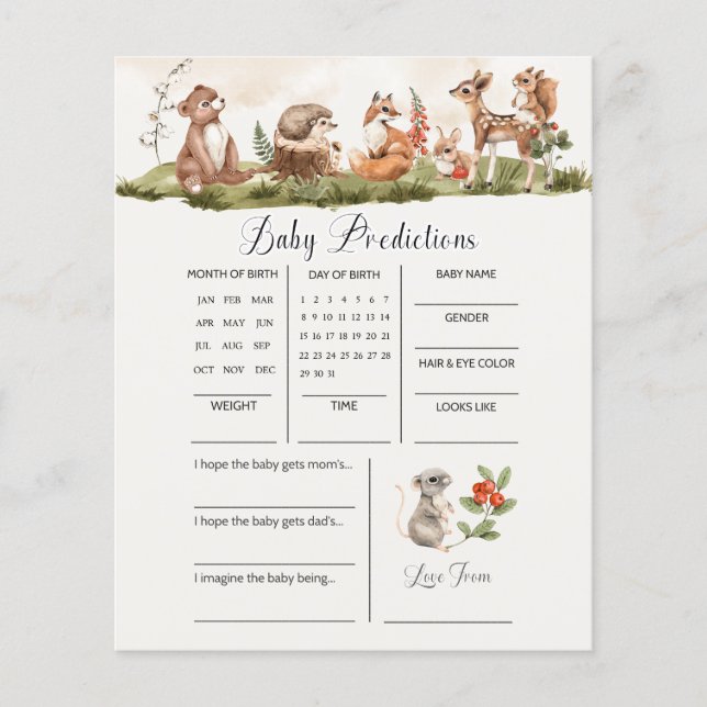 ウッドランド赤ちゃんシャワー予測ゲーム (正面)