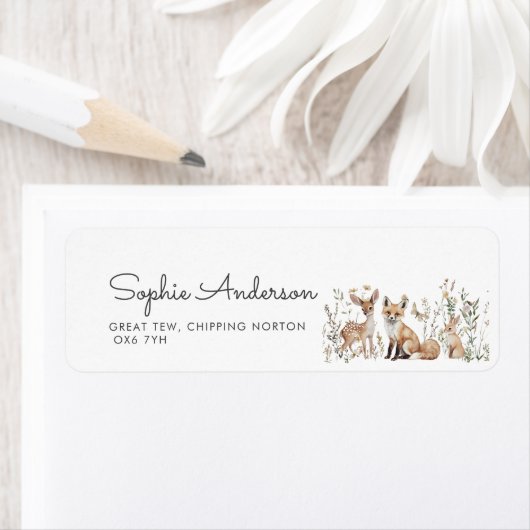 ウッドランド赤ちゃんシャワー住所 ラベル (インサイチュ)