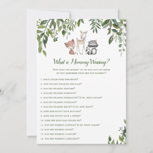 ウッドランド赤ちゃんシャワー何ママ着てゲーム5x7 招待状 (正面)