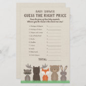 ウッドランド赤ちゃんシャワー価格は正しいゲームカード (正面/裏面)