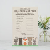 ウッドランド赤ちゃんシャワー価格は正しいゲームカード (スタンド正面)