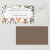 ウッドランド赤ちゃんシャワー動物はカードの数を推測 エンクロージャーカード (正面/裏面)