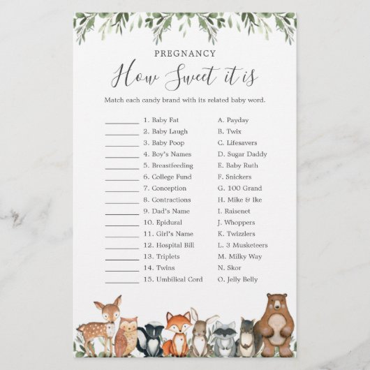 ウッドランド赤ちゃんシャワー妊娠甘さ (正面)