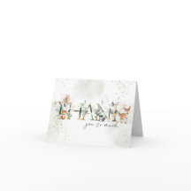 ウッドランド赤ちゃんシャワー折り畳みサンキューカード