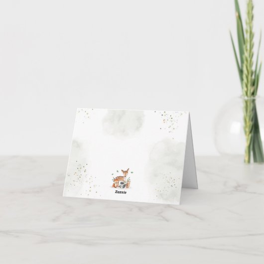 ウッドランド赤ちゃんシャワー折り畳みサンキューカード 招待状 (裏面)