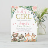 ウッドランド赤ちゃんシャワー招待状女の子だ 招待状 (スタンド正面)