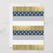 ウッドランド赤ちゃんシャワー招待状、ネイビー、グレー、金ゴールド 招待状 (裏面)