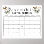 ウッドランド赤ちゃんシャワー推定期日カレンダー ポスター (正面)