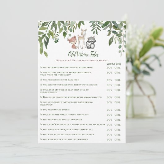 ウッドランド赤ちゃんシャワー旧妻の物語ゲーム 招待状 (スタンド正面)