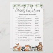 ウッドランド赤ちゃんシャワー有名人赤ちゃんネームゲーム (正面/裏面)