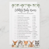 ウッドランド赤ちゃんシャワー有名人赤ちゃんネームゲーム (正面/裏面)