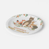 ウッドランド赤ちゃんシャワー森林動物 ペーパープレート (アングル)