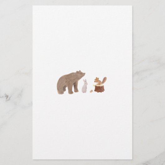 ウッドランド赤ちゃんシャワー森林動物 便箋 (裏面)