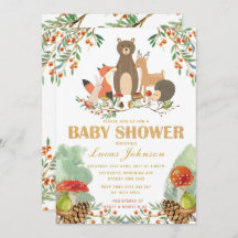 ウッドランド赤ちゃんシャワー森林動物