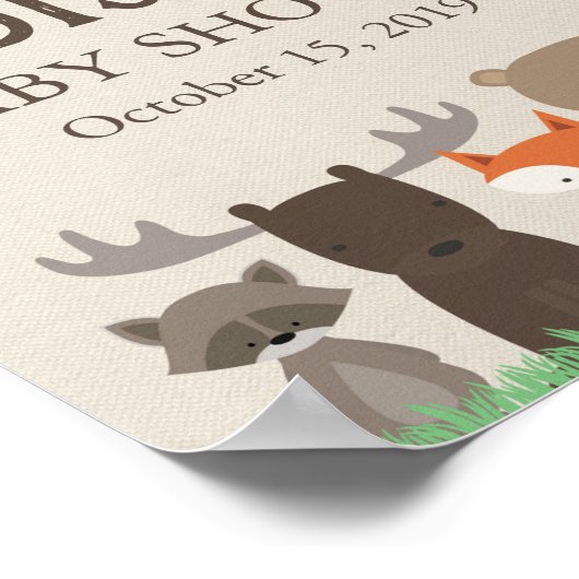 ウッドランド赤ちゃんシャワー歓迎の看板ポスター ポスター (角)