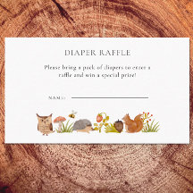 ウッドランド赤ちゃんシャワー水彩おむつラッフル