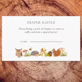ウッドランド赤ちゃんシャワー水彩おむつラッフル エンクロージャーカード