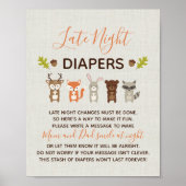 ウッドランド赤ちゃんシャワー深夜おむつサイン ポスター (正面)