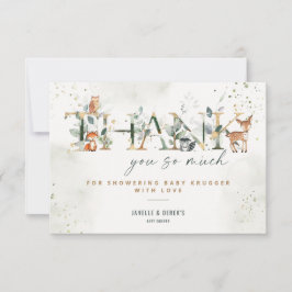 ウッドランド赤ちゃんシャワー緑ありがとうノートカード サンキューカード