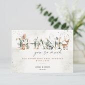 ウッドランド赤ちゃんシャワー緑ありがとうノートカード サンキューカード (スタンド正面)