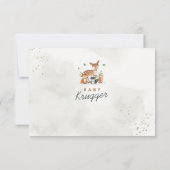 ウッドランド赤ちゃんシャワー緑ありがとうノートカード サンキューカード (裏面)