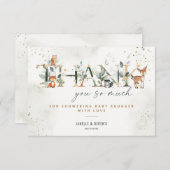 ウッドランド赤ちゃんシャワー緑ありがとうノートカード サンキューカード (正面/裏面)